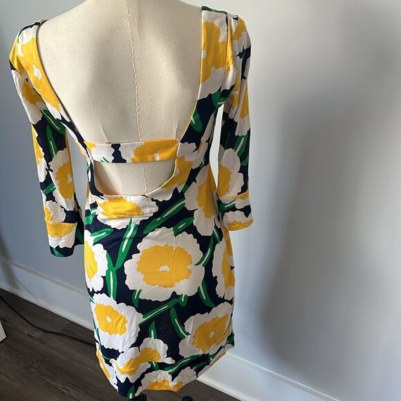 Diane‎ Von Furstenberg Yellow Floral Long Sleeve Dress - Picture 8 of 8